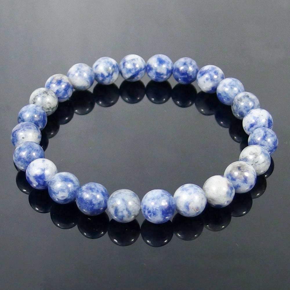 Bracelet extensible en pierres précieuses de jaspe tache bleue, 4-12 mm 