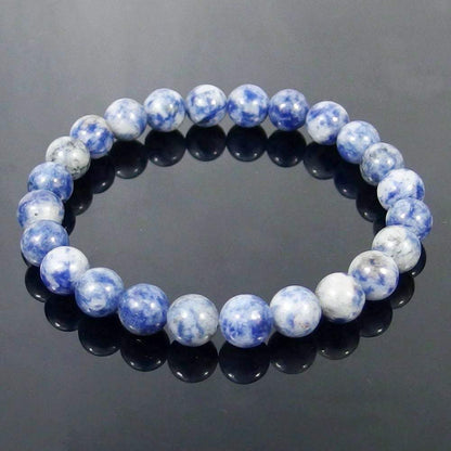 Bracelet extensible en pierres précieuses de jaspe tache bleue, 4-12 mm 