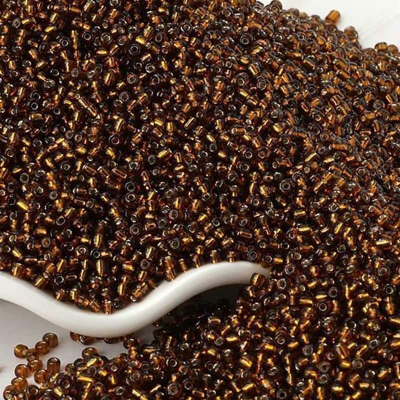 Brown Lined Transparen japanese seed beads, 2mm 12/0  Miyuki Delica small glass beads, Austria round beads, Clear, 1000 pcs 