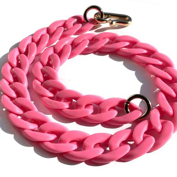 Chunky Long Chain Necklace, Pink Acrylic Large link, gift, Boho Fashion Women Jewelry 