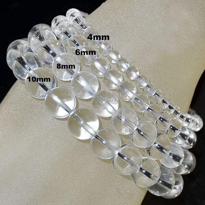 Bracelet extensible avec pierres précieuses en quartz et cristal transparent, 6-12 mm