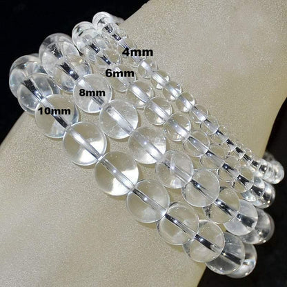 Bracelet extensible avec pierres précieuses en quartz et cristal transparent, 6-12 mm