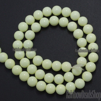 Cream Coated Czech Glass Pearl Smooth Round Beads, 4-16mm 