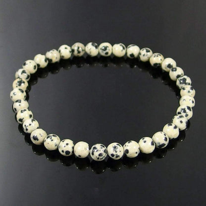 Bracelet en jaspe dalmatien avec pierres précieuses, 4-12 mm