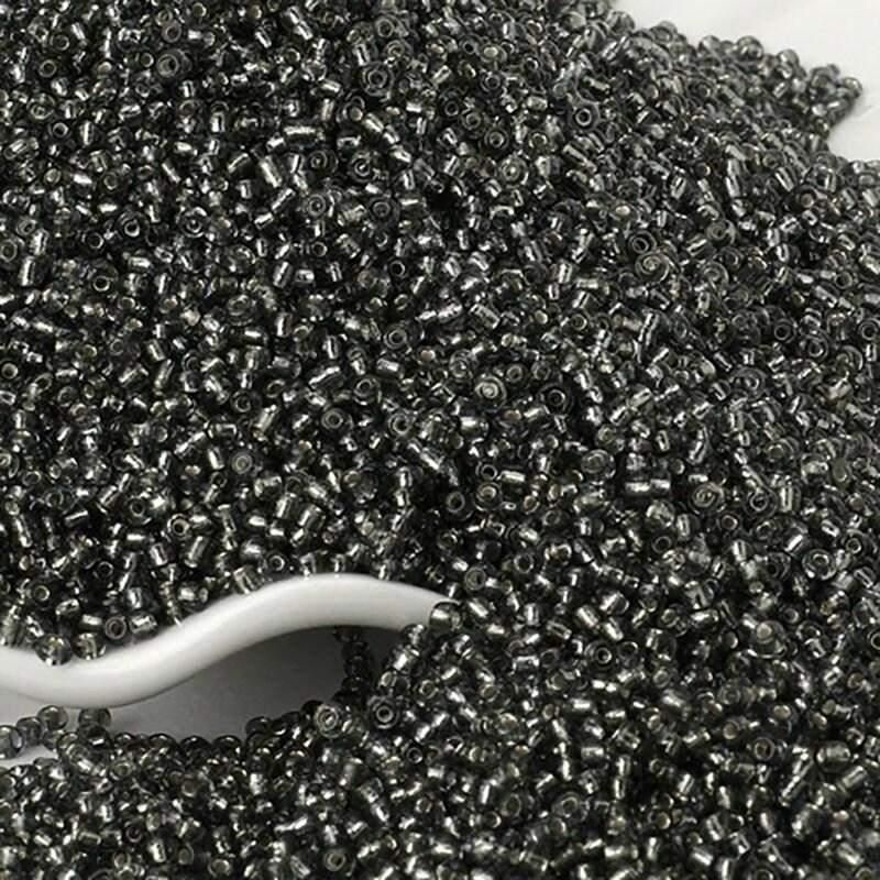 Dark gray Lined Transparen  preciosa seed beads, beadworking 2mm 12/0  Miyuki Delica small glass beads, Austria round beads, Clear, 1000 pcs 