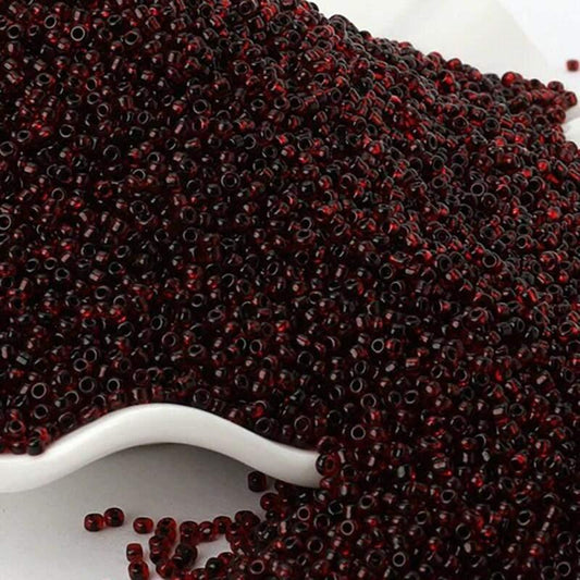 Deep Red Lined Transparen  preciosa seed beads, beadworking 2mm 12/0  Miyuki Delica small glass beads, Austria round beads, Clear, 1000 pcs 