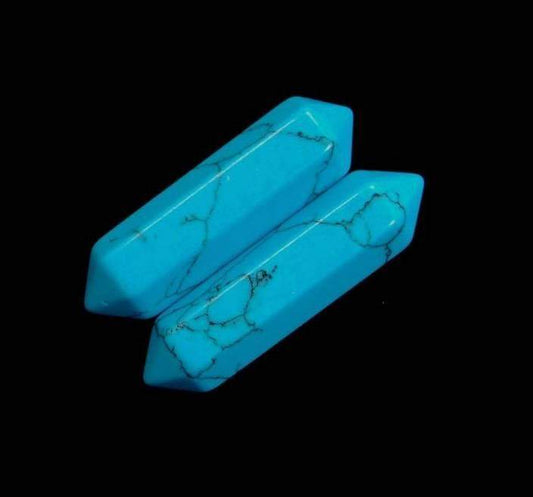 Dyed Natural Blue Turquoise double Terminated, Chakra hexagonal wand 