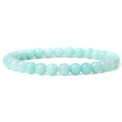 Bracelet extensible en pierre précieuse d'amazonite bleue, 4-12 mm 