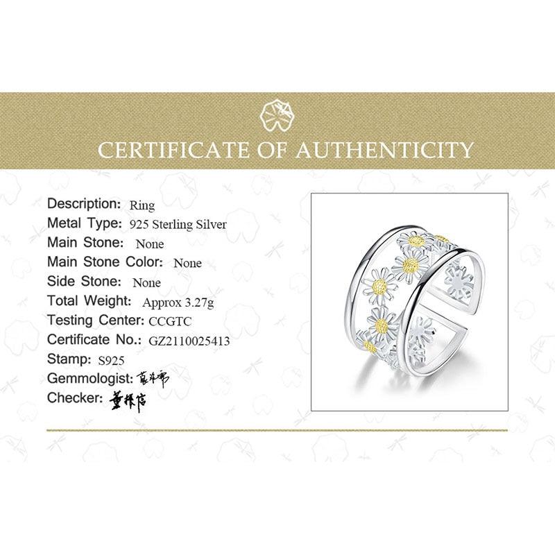 Elegant Little Daisy Flower Rings, 18K Gold 