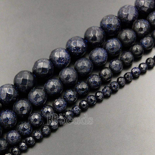 Faceted Blue Sandstone Beads, Round Gemstone, 4-10mm, 15.5'' strand 