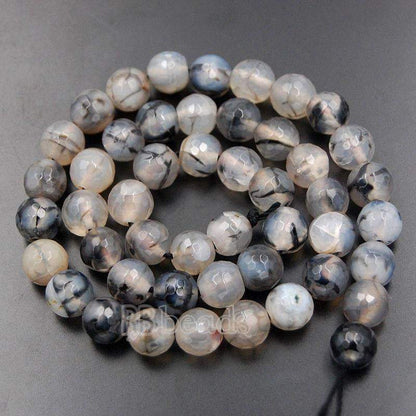 Faceted Dragon Vein Black Crackle Agate Beads, 6-10mm, 15.5'' strand 