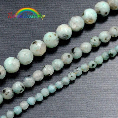 Faceted Kiwi Jasper Blue Beads, 4-10mm Stone 