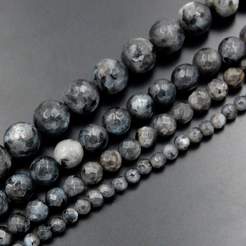 Faceted larvikite Labradorite Round 4-12mm Beads, Round Gemstone, 15.5'' strand 