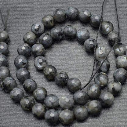 Faceted larvikite Labradorite Round 4-12mm Beads, Round Gemstone, 15.5'' strand 