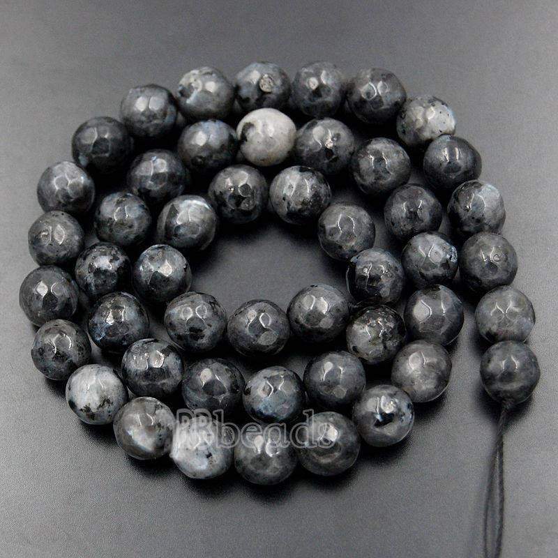Faceted larvikite Labradorite Round 4-12mm Beads, Round Gemstone, 15.5'' strand 
