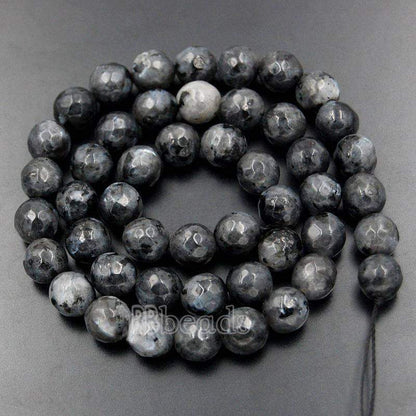 Faceted larvikite Labradorite Round 4-12mm Beads, Round Gemstone, 15.5'' strand 