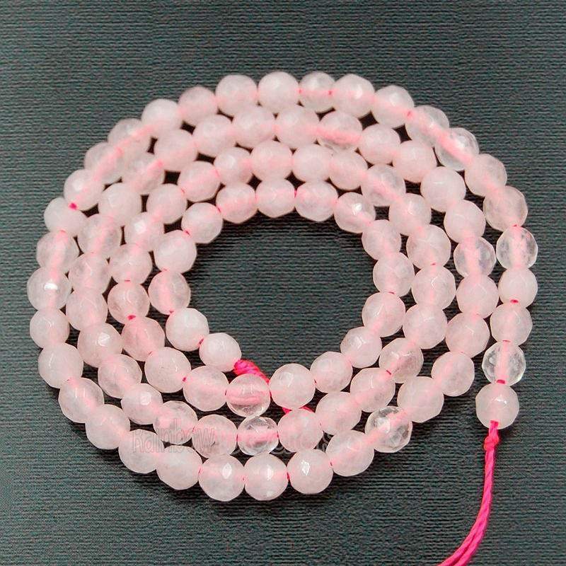 Faceted Rose Quartz Beads, 4mm 6mm 8mm 10mm 12mm 14mm Gemstone Beads, Stone Round Natural Beads, 15''5 strand 