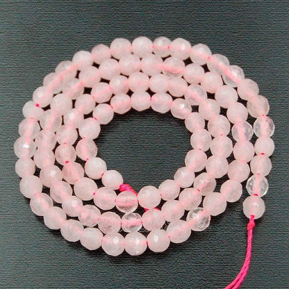 Faceted Rose Quartz Beads, 4mm 6mm 8mm 10mm 12mm 14mm Gemstone Beads, Stone Round Natural Beads, 15''5 strand 