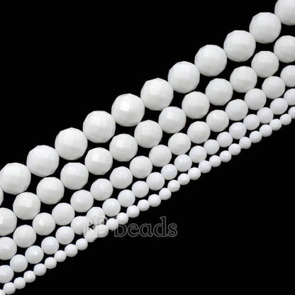 Faceted White Onyx Alabaster beads, Round, size 2-12mm, 15.5 inch str. 