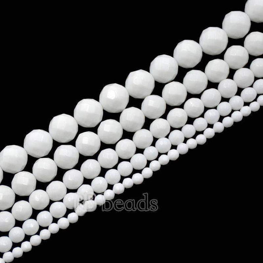 Faceted White Onyx Alabaster beads, Round, size 2-12mm, 15.5 inch str. 