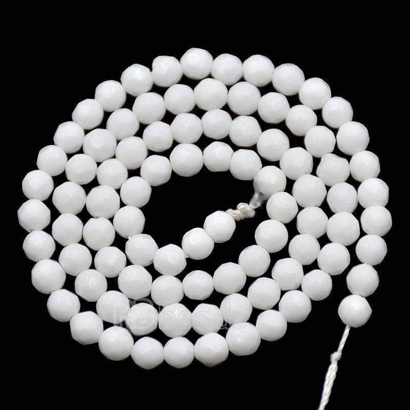 Faceted White Onyx Alabaster beads, Round, size 2-12mm, 15.5 inch str. 