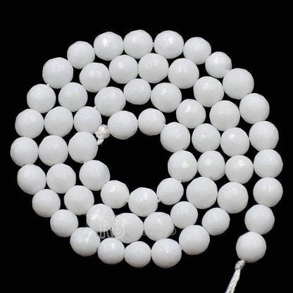 Faceted White Onyx Alabaster beads, Round, size 2-12mm, 15.5 inch str. 