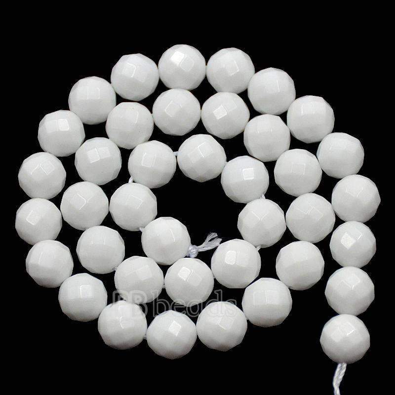 Faceted White Onyx Alabaster beads, Round, size 2-12mm, 15.5 inch str. 