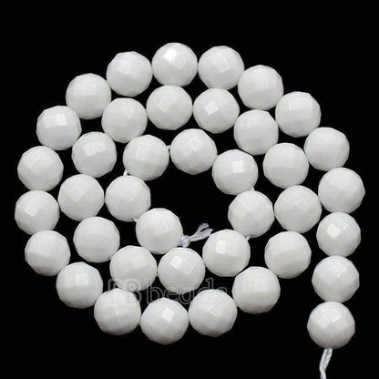 Faceted White Onyx Alabaster beads, Round, size 2-12mm, 15.5 inch str. 