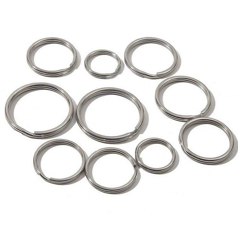 Flat Split Key Chain Ring, Stanless Steel 25-35mm, 10pcs 