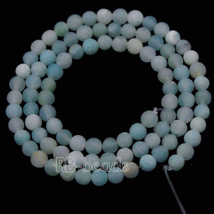 Frosted Matte Blue Amazonite Beads, Round, 4-12mm, 15.5'' inch size 