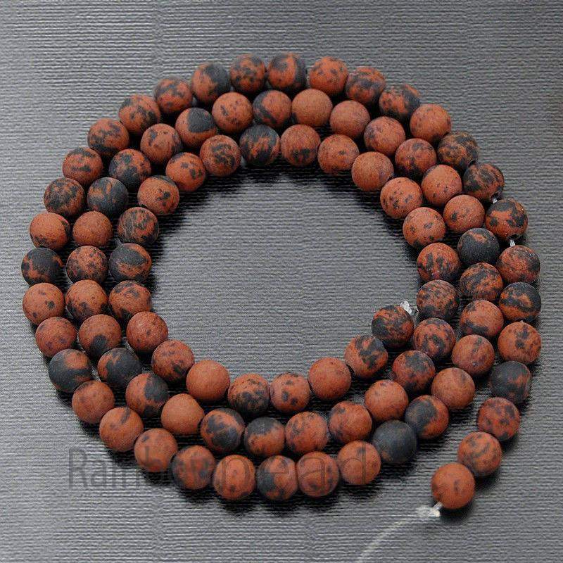 Frosted Matte Brown Flame Jasper Beads, 4-12mm, 15.5'' strand 