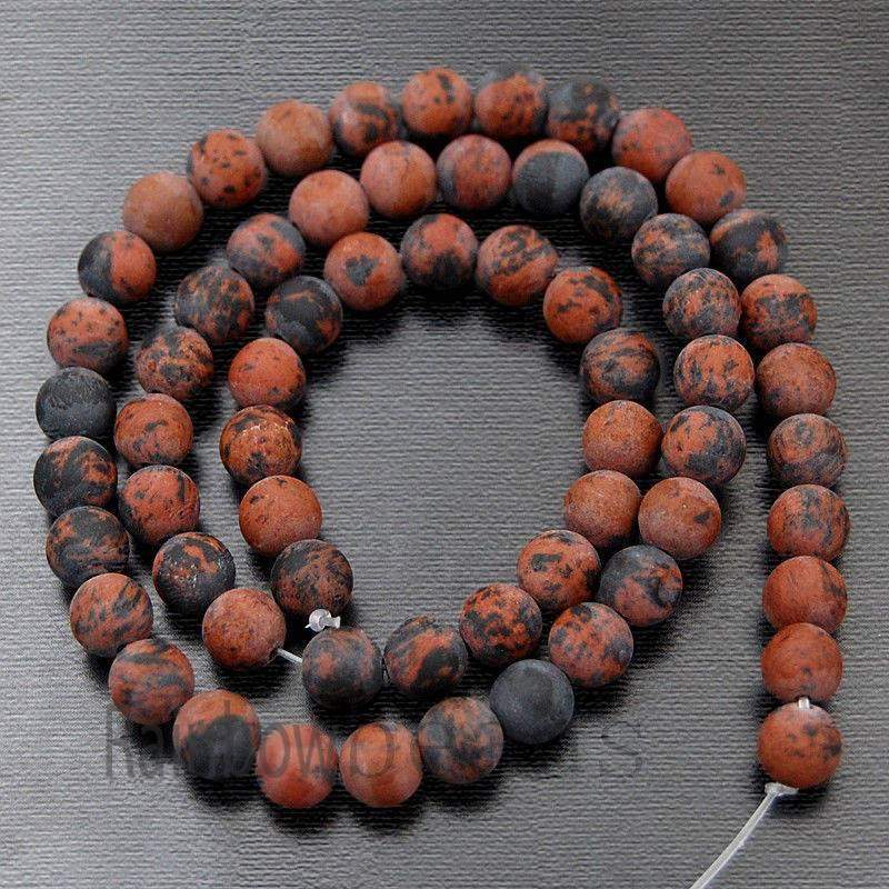 Frosted Matte Brown Flame Jasper Beads, 4-12mm, 15.5'' strand 