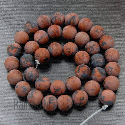 Frosted Matte Brown Flame Jasper Beads, 4-12mm, 15.5'' strand 