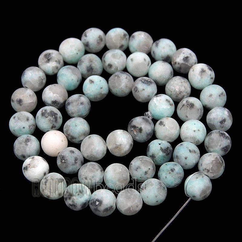 Frosted Matte lotus Kiwi Jasper Beads, Round  4-10mm, 15.5 strand 