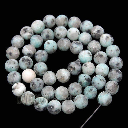 Frosted Matte lotus Kiwi Jasper Beads, Round  4-10mm, 15.5 strand 