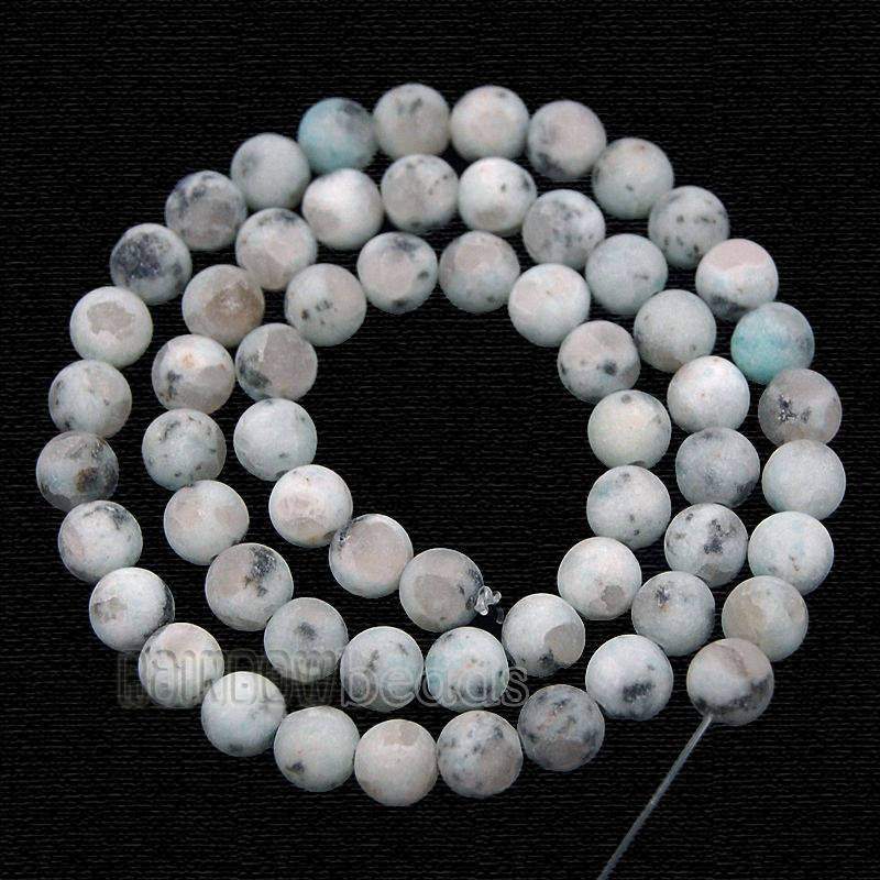 Frosted Matte lotus Kiwi Jasper Beads, Round  4-10mm, 15.5 strand 