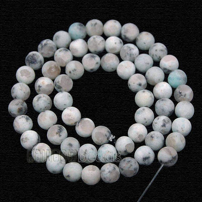 Frosted Matte lotus Kiwi Jasper Beads, Round  4-10mm, 15.5 strand 