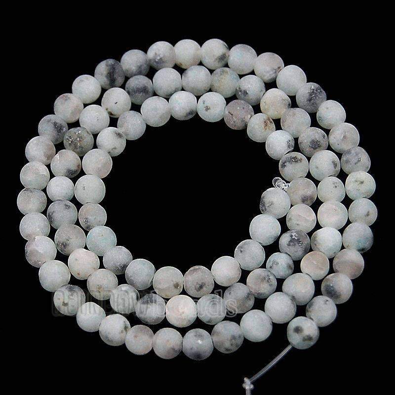 Frosted Matte lotus Kiwi Jasper Beads, Round  4-10mm, 15.5 strand 