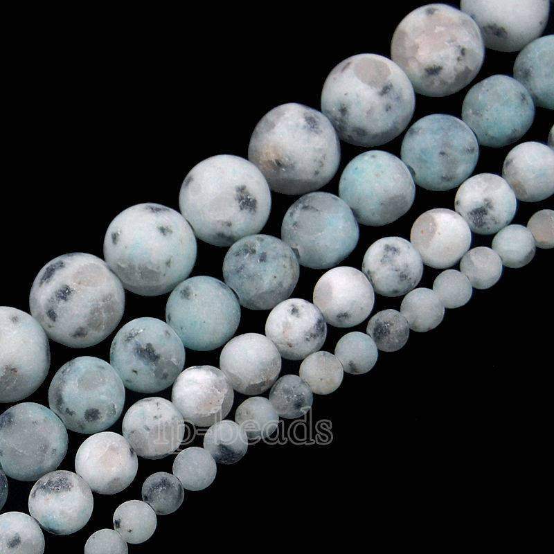 Frosted Matte lotus Kiwi Jasper Beads, Round  4-10mm, 15.5 strand 