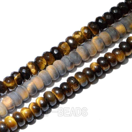 gem Natural Rondelle Disk Yellow Tiger Eye Beads, Smooth Matte and Faceted Stone Beads,  Loose 4x6mm 5x8mm Jewelry beads, 15.5'' strand 