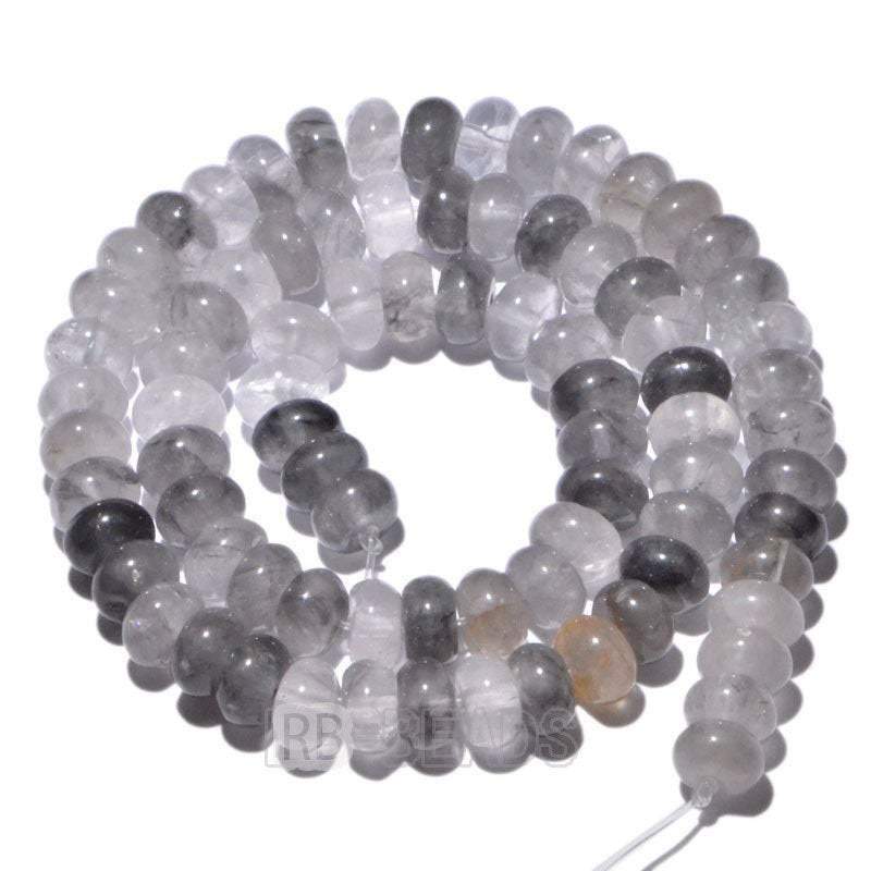 gem semiprecious Natural Rondelle Cloudy Gray Quartz Beads, Smooth Matte and Faceted , Disk Stone Loose 4x6mm 5x8mm Jewelry beads, 15.5” str 