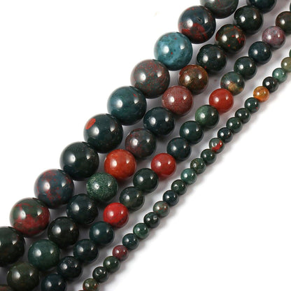 Genuine heliotrope red green bloodstone beads, size 4-12mm, 15.5 str. 