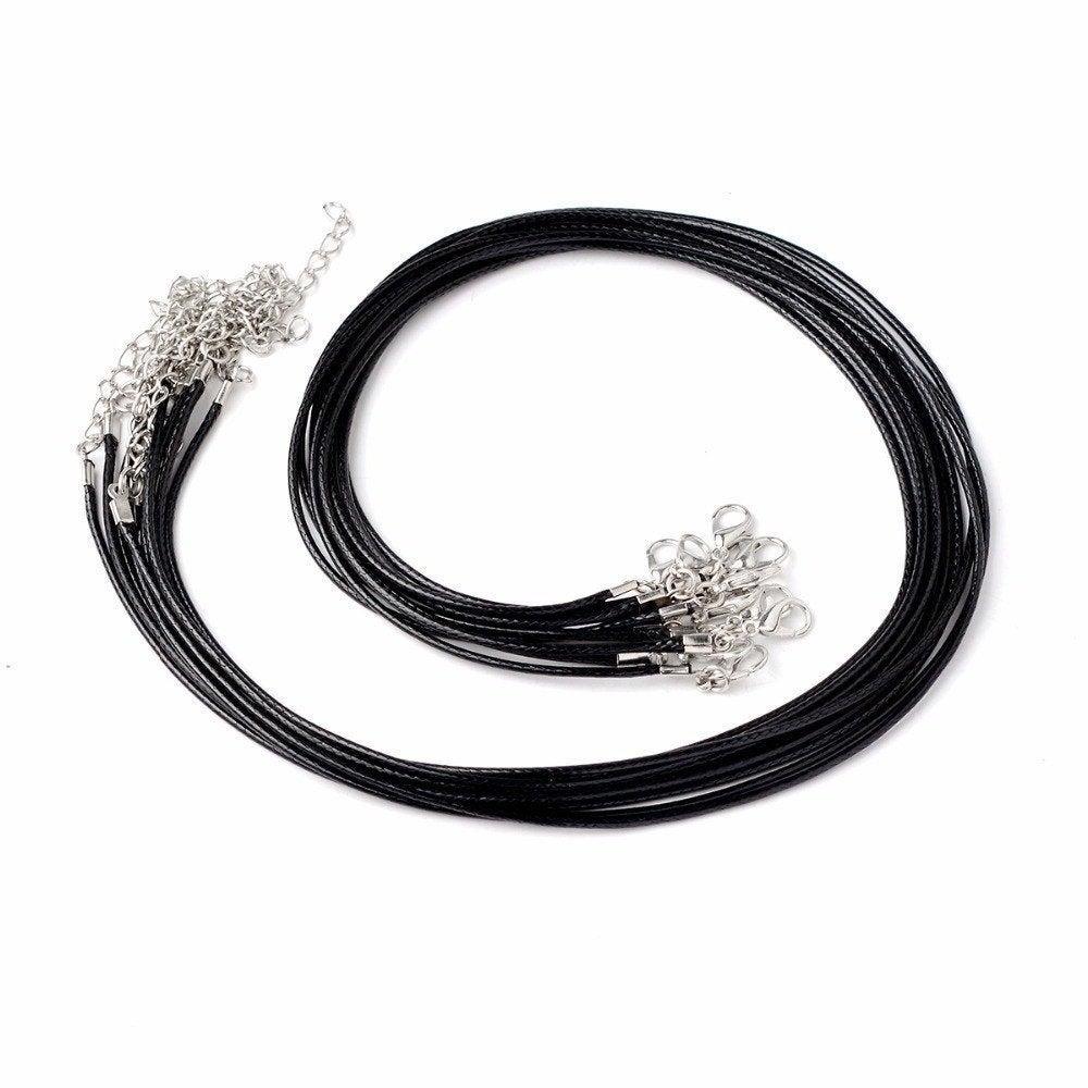 Genuine leather Necklace Cord, Thread Silver Plated Lobster Clasp, 2mm 3mm round rope 