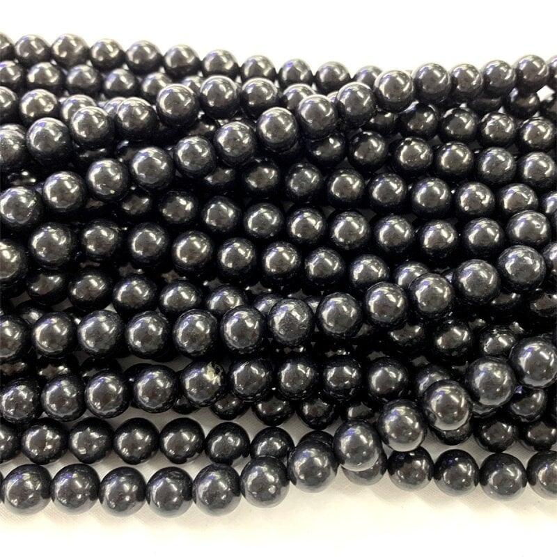 Genuine Natural Smooth Shungite Round Beads Anti Radiation High Carbon 4mm 6mm 8mm 10mm 12mm Black Lustrous Gemstone Spacer Loose 15.5'' Str 
