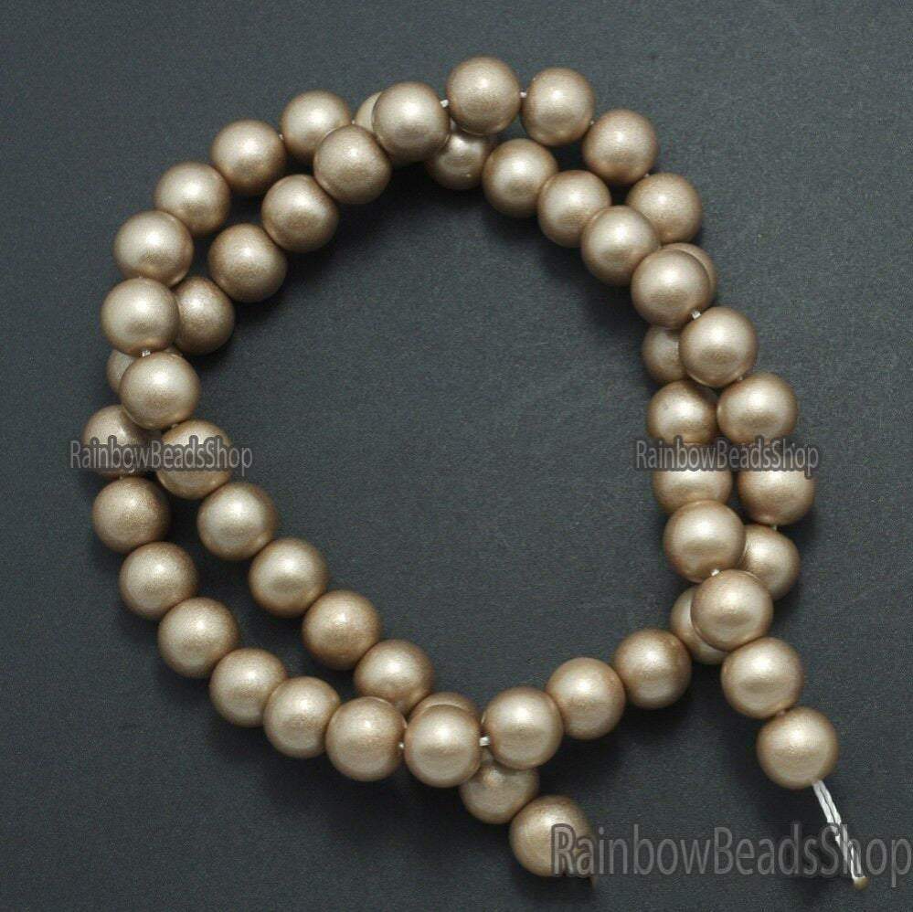 Gold Coated Czech Glass Pearl Smooth Round Beads,  4-16mm 