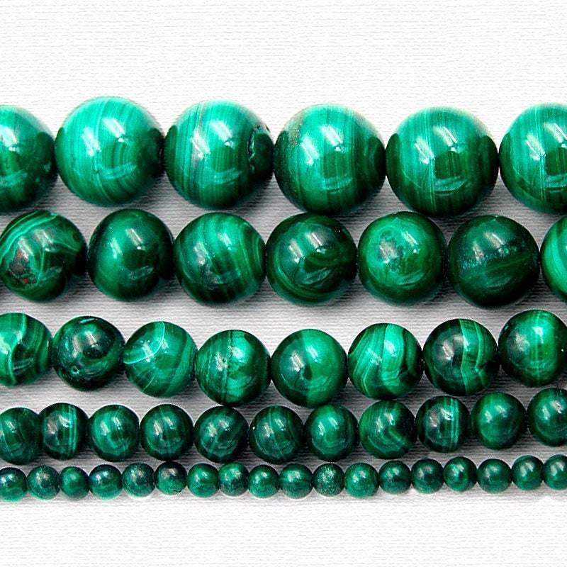 Grade AAA Natural Malachite Beads, Loose Gemstone, 4-12mm, 15.5'' strand 