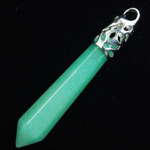 Green Aventurine healing point chakra silver, gold pendant bead, Gemstone Rock Crystal healing Stone, focal bead 58mm 