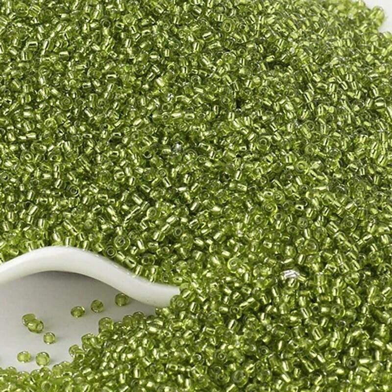 Green Lined Lined Tiny Miyuki Delica seed beads, 2mm 12/0  japanese preciosa rocaille beads round small glass, 1000pcs 