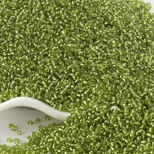 Green Lined Lined Tiny Miyuki Delica seed beads, 2mm 12/0  japanese preciosa rocaille beads round small glass, 1000pcs 
