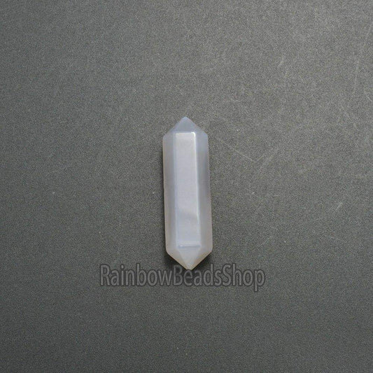 Grey Agate Double Terminated Hexagonal Wand, Healing Crystal Stone 